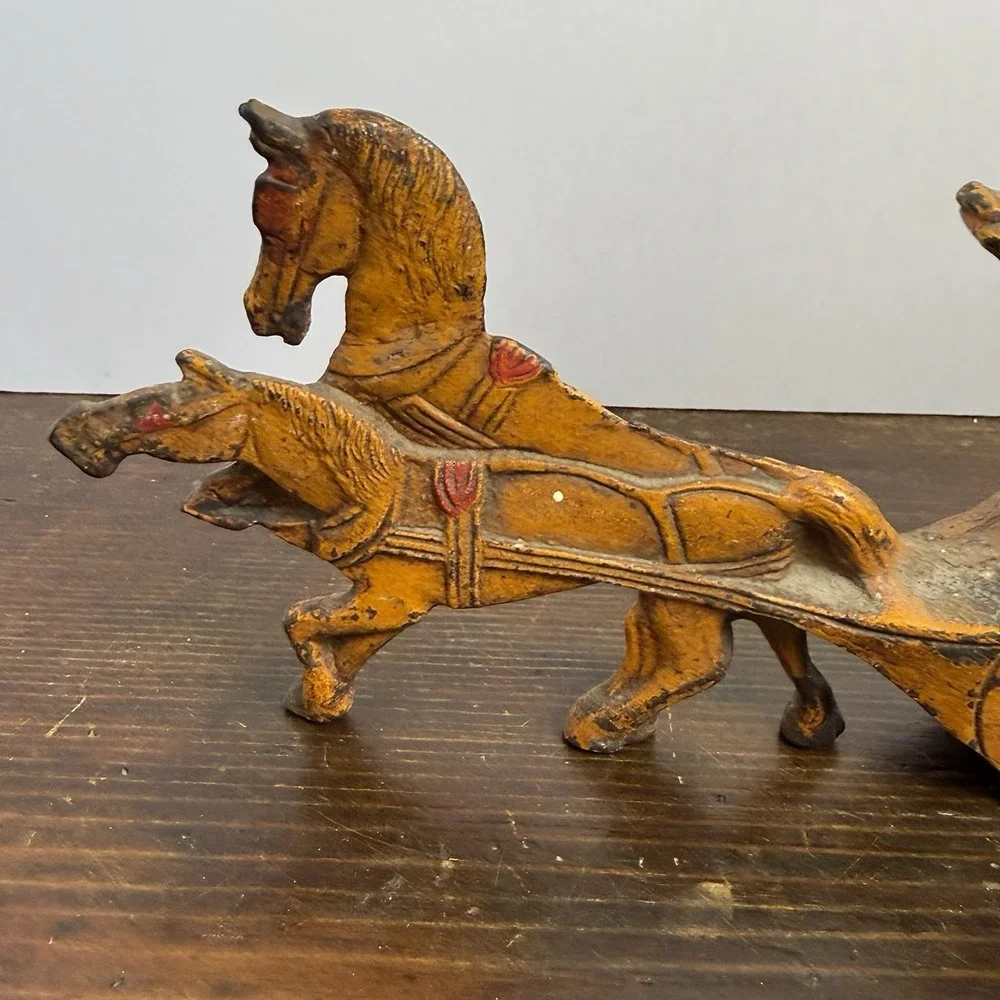 Antique 1930s Royal Mail London Coach Painted Cast Iron Doorstop‎ Double Sided.